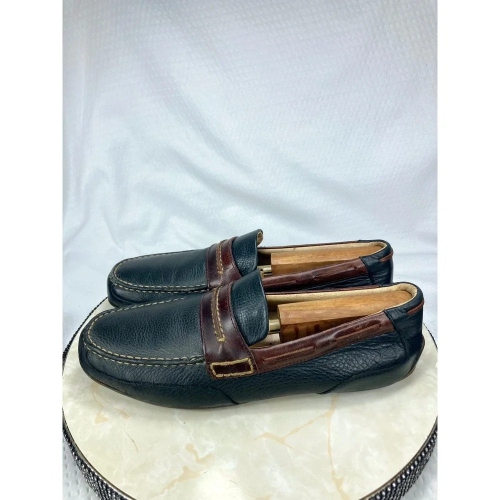 Sperry Top Sider Slip On Driving Loafer Shoes Mens Size 11 Black Leather Preppy